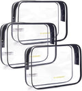 BAGSMART Clear Toiletry Bag 3-Pack TSA Approved Water-Repellent, Black