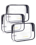 BAGSMART Clear Toiletry Bag 3-Pack TSA Approved Water-Repellent, Black