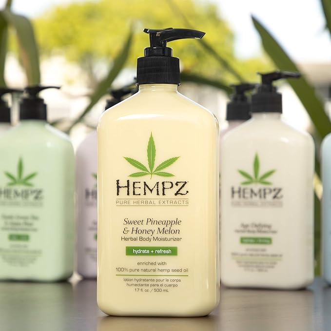 Hempz Sweet Pineapple & Honey Melon Moisturizing Skin Lotion, Body Moisturizer with Jojoba, Natural Extracts, Vitamin A and E, 17 oz, 2 Pack Bundle