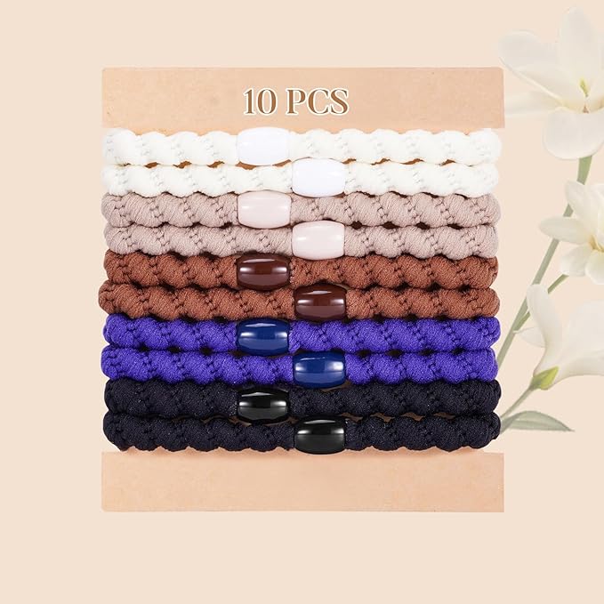 Hair Ties No Damage - 10PCS Ponytail Holders - Elastic Hair Ties for Thick Hair - Braided Hair Bands for Women Girls's Hair