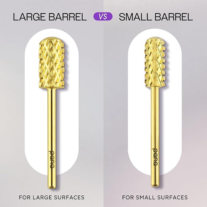 PANA 3/32" Small Barrel Smooth Top Carbide Naill Drill Bit for Manicure Pedicure Tools (Gold, 4X Coarse)