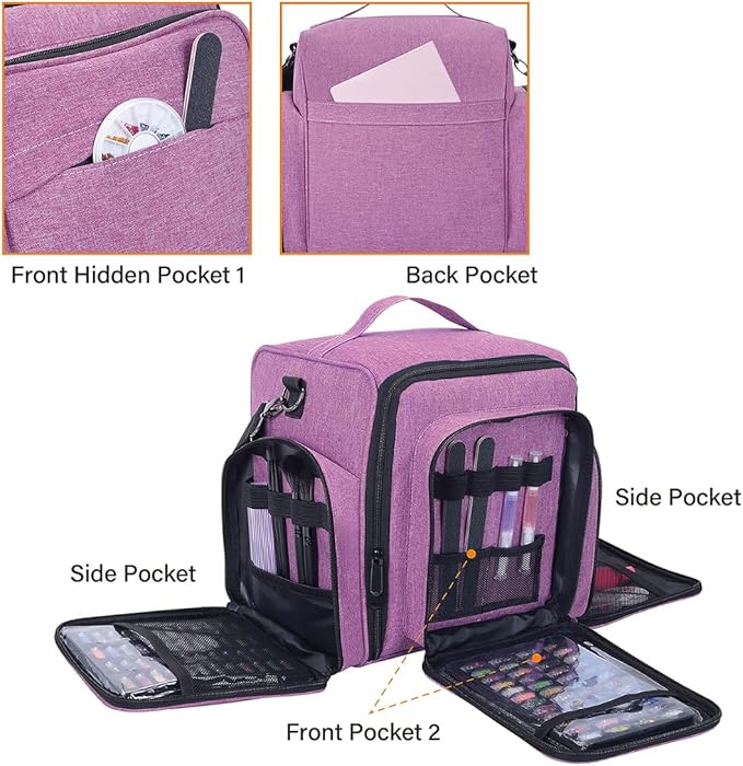 UOZL Nail Polish Organizer Case Hold 60 Bottle with 2 Detachable Bag,Purple