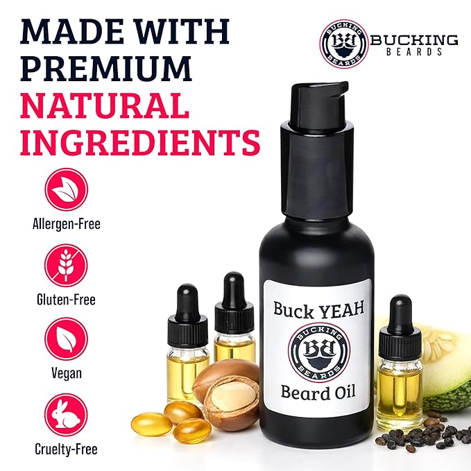 Beard Oil - Beard Softener for Men - Made with Natural Ingredients like Jojoba Oil & Castor Oil - Sandalwood Fragrance - Vegan, Cruelty-Free, Gentle on Skin - 1 oz