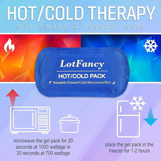 LotFancy Face Ice Pack Wrap for TMJ, Wisdom Teeth, with 4 Reusable Hot Cold Therapy Gel Packs, Pain Relief for Head, Oral and Facial Surgery, Dental Implants, Blue