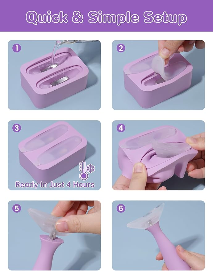 NiHome Purple Silicone Facial Ice Mold Tool, Reusable Cooling Face and Body Stick for Puffiness Relief, Pore Tightening, Sun-Exposed Skin Soothing, Headache Refreshing Care, Portable with Handle