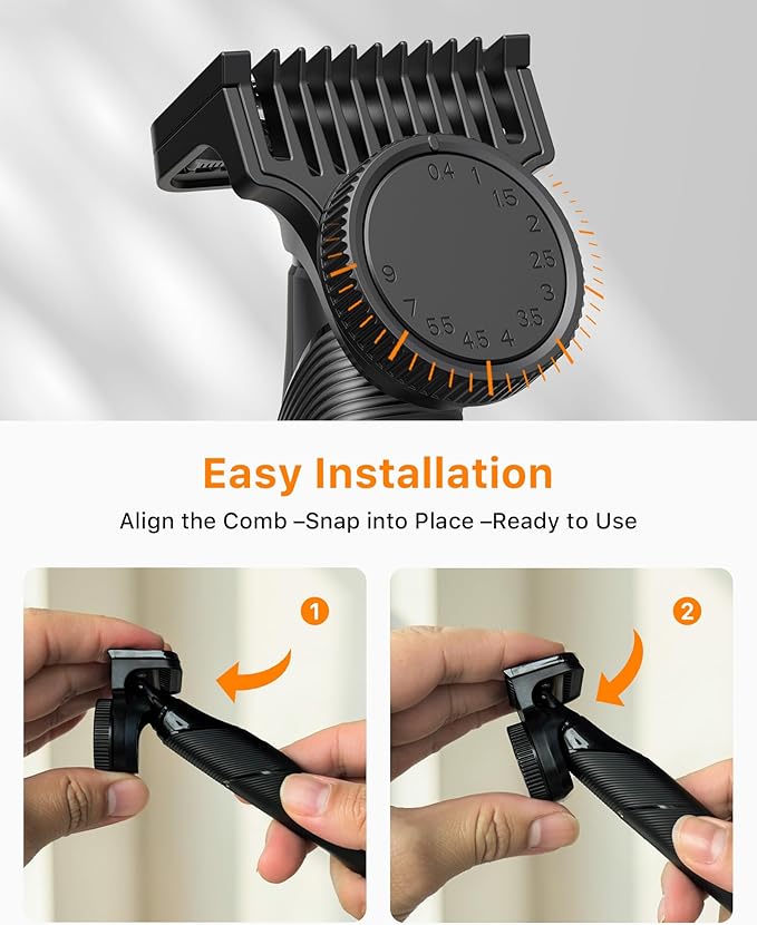 Trimcoo Men's Electic Beard Trimmer with 12-in-1 Rotating Combs - Professional Precision Styling,Magnetic Snap Blade, Wet/Dry Use, USB-C Fast Charge, Travel Friendly - Ideal for All Beard Styles