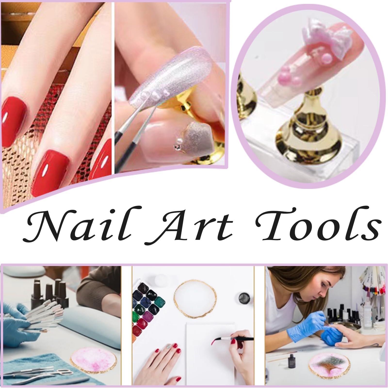 24 Pieces Nail Art Tools Kit Resin Nail Art Palette Acrylic Silicone Engraving Pen Dotting Pen Mixing Palette Detail Brushes Tools for Nail Art DIY Home Salon Makeup Display (Gold)