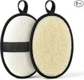 Natural Loofah for Men, 2PCS Black & White Set Egyptian Luffa Body Scrubber for Shower & Bath, Quick-Drying Exfoliating Sponge Pad for Men's Hygiene & Body Care - Travel Essentials & Gym Tool