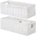 Vagusicc Wicker Storage Basket, Paper Rope Wicker Baskets with Handles, Toilet Paper Basket for Toilet Tank Top, Small Wicke Baskets for Organizing Shelves, 2-Pack, White