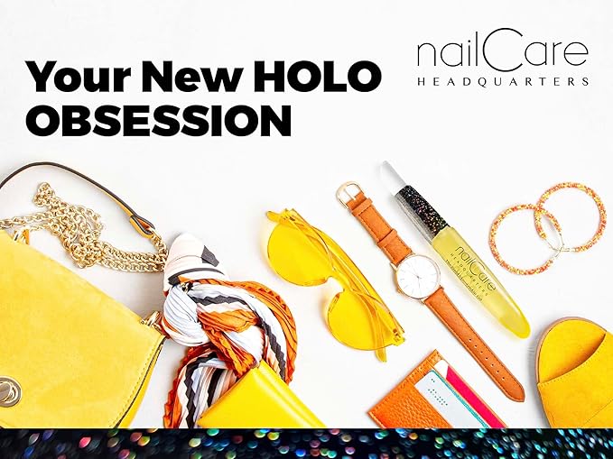 Nail Care Headquarters Refillable Holographic Cuticle Oil Pen for Nails - Empty Holo Squeeze Nail Oil Pen with brush by Bliss Kiss | 1 Pen