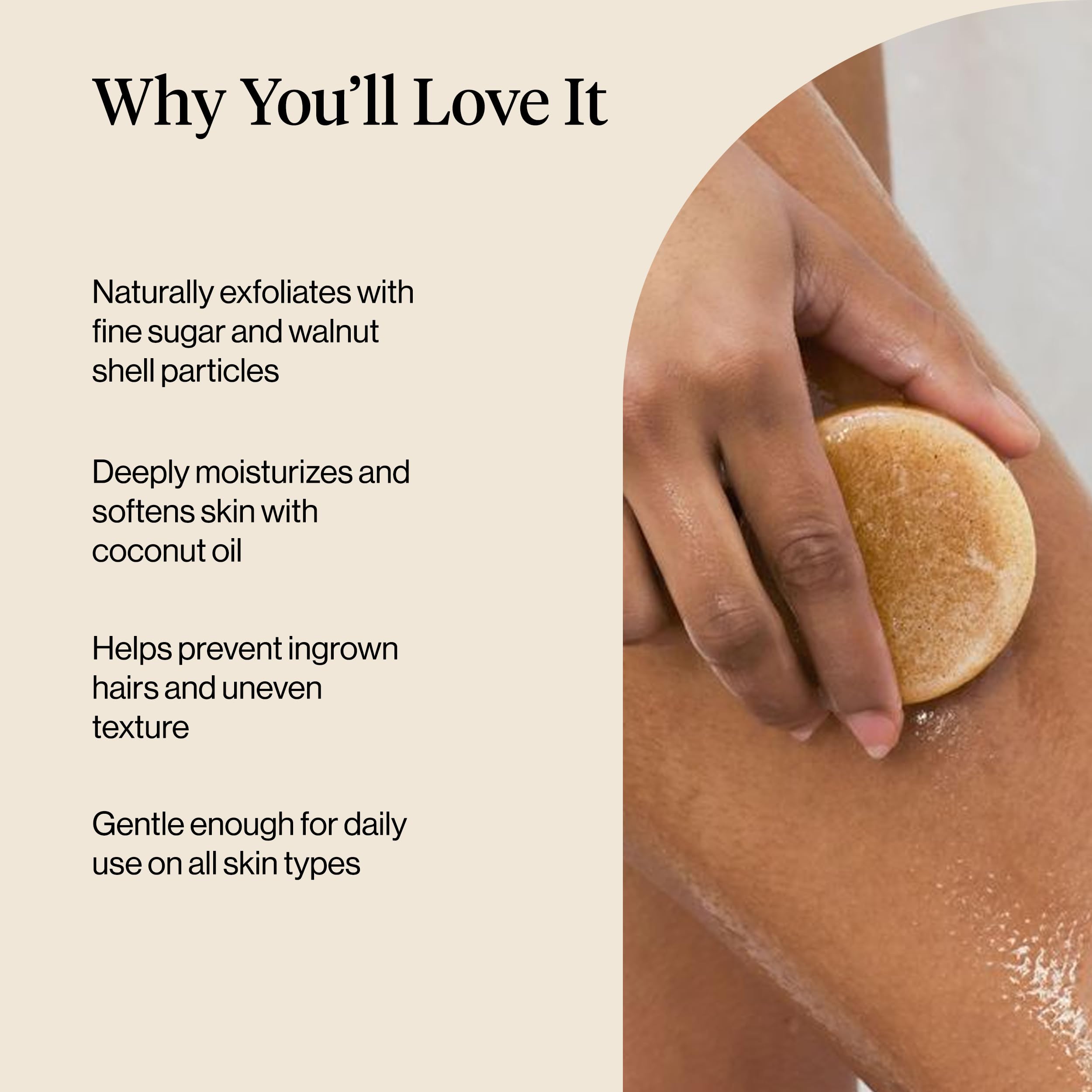 Kitsch Exfoliating Sugar Body Scrub Bar Soap – Polishing Soap Bar with Granules, Walnut Shell & Coconut Oil – Hydrating Exfoliating Body Scrub for Smooth, Glowing Skin Care – Made in the USA - 4 oz
