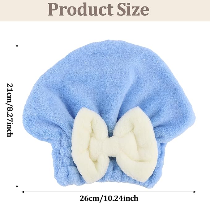KEUKORZ 2PCS Microfiber Hair Drying Caps Hair Towel Cap Extra Soft and Ultra Absorbent Fast-Drying Hair Turban Wraps Gift for Women and Girls(Pink and Blue)