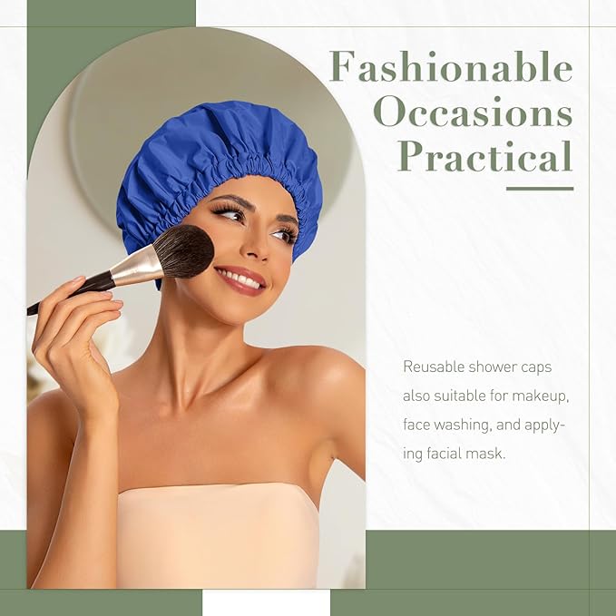 Edoneery Reusable Shower Caps for Women, Waterproof Long Hair Bonnet