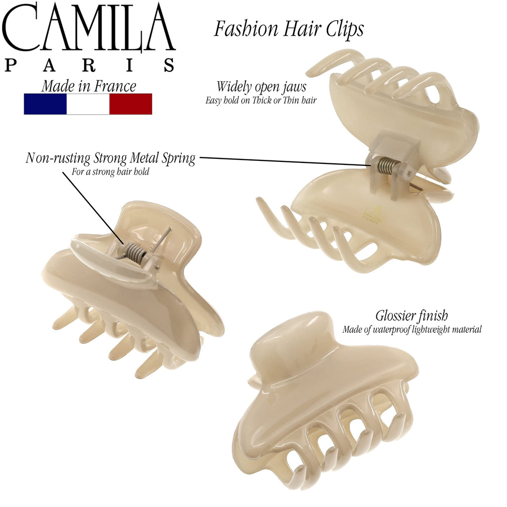 Camila Paris CP3551 French Small Hair Clips for Women, 2.5" Small Claw Clip Fashion Styling Mini Hair Clip Accessories for Women, Strong Hold No Slip Grip Cute Claw Clips, Made in France