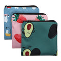 Sanitary Napkin Storage Bag,3pack Sanitary Napkin Pads Storage Bag with Zipper 5x5 inches First Period Bag for Girls,Women,Ladies(Strawberry)