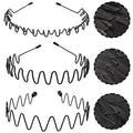 Metal Headband for Men, Zigzag Wire with Teeth, Non-Slip Adjustable 3 Pack