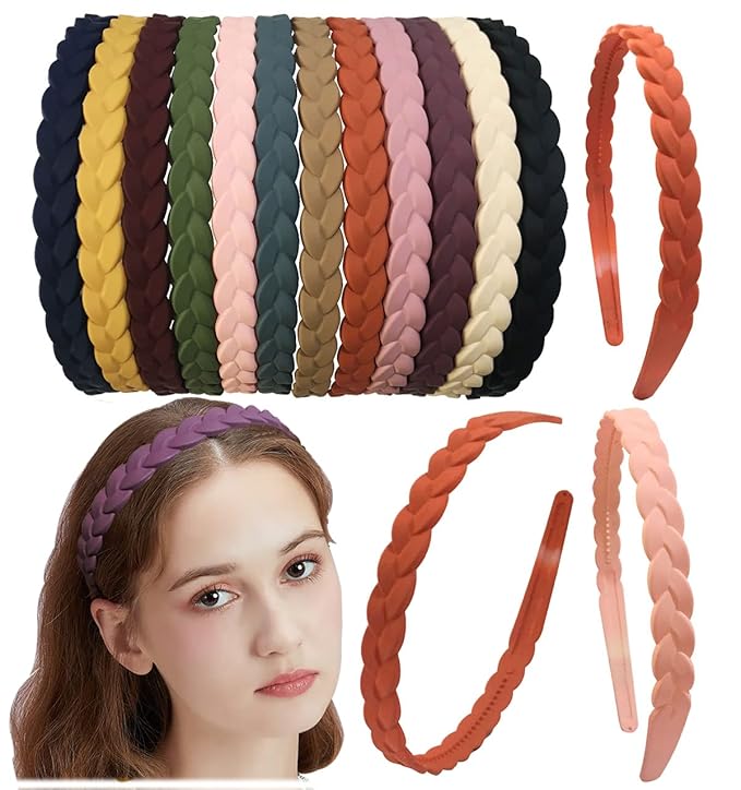 Springtime 12pcs Hard Headbands with Teeth for Girls Women Thin Plastic Hair Headbands for Teens Lady