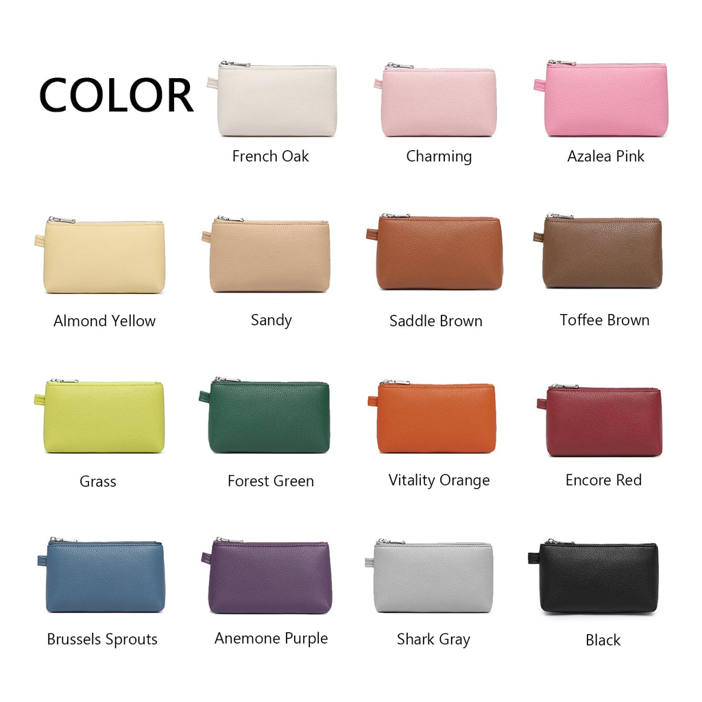 YONBEN Small Makeup Bag for Purse, Leather Cosmetic (Encore Red)