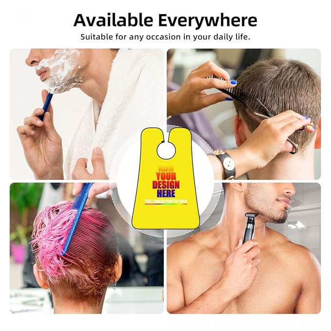 Custom Beard Bibs Apron Personalized Beard Hair Catcher Add Photo Picture Text Waterproof Beard Shave Cape for Shaving Trimming for Birthday Father's Day Gifts Yellow