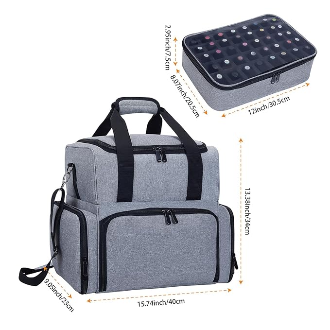 Nail Polish Organizer Holds 80 Bottles & Nail Art Lamp, Portable Large Capacity Storage with 2 Removable Storage Bags Store Nail Art Tools, Suitable for Manicurists and Manicure Enthusiasts(Grey)