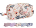 Narwey Cute Makeup Bag Small Toiletry Bag Travel Cosmetic Bag Organizer Make Up Bags with Organized Pockets for Women (Beige Flamingo, Large)