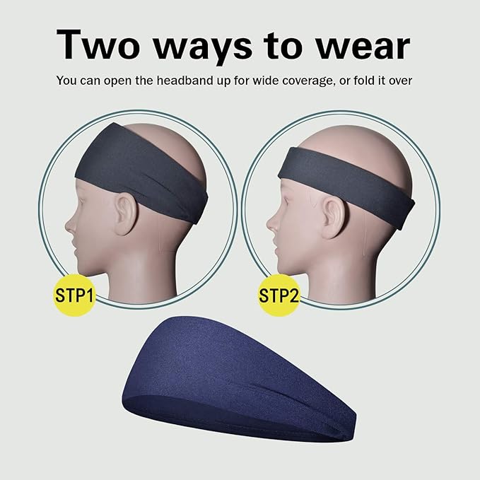 Pilamor Sports Headbands for Men (5 Pack),Moisture Wicking Workout Headband, Sweatband Headbands for Running,Cycling,Football, Yoga,Hairband for Women and Men(Gray, Green, White, Blue, Black)