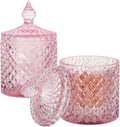 2 Pack Qtip Holder Apothecary Jars with Lid, Thick Glass, Pink