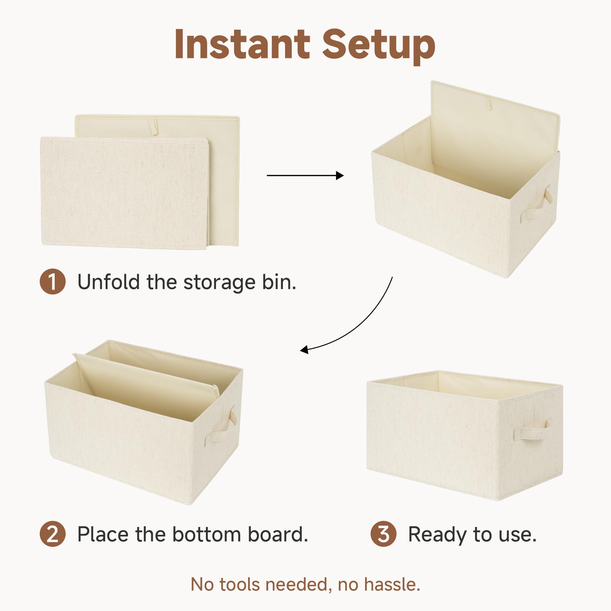 StorageWorks Closet Storage Bins, Beige(NaturWeave Fabric), Extra Large