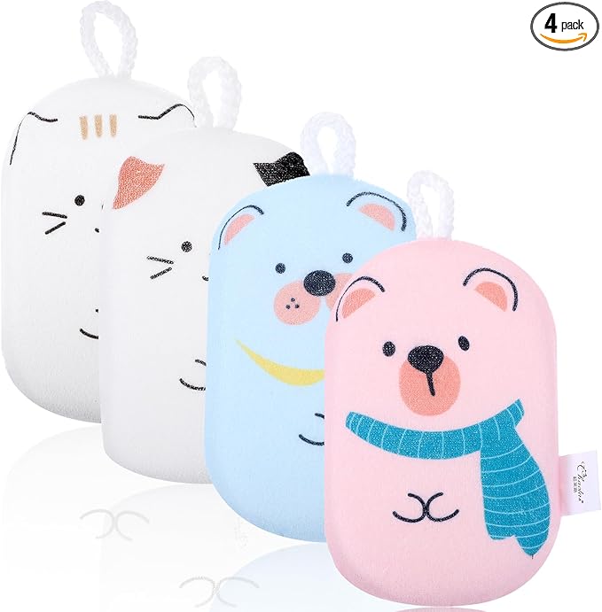 4 Pcs Baby Bath Sponge, Multicolored-Bath Loofah Sponge Bath Sponges for Kids Babys Absorbent Shower Sponges Soft Baby Spongess for Bathing