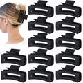 Sisiaipu 3.5 Inch Medium Hair Claw Clips 12 Pcs Square Claw for Thick and Thin Hair Rectangular Rectangle Hair Clips Jaw Clips Bulk Hair Accessories for women and Girls (Black)