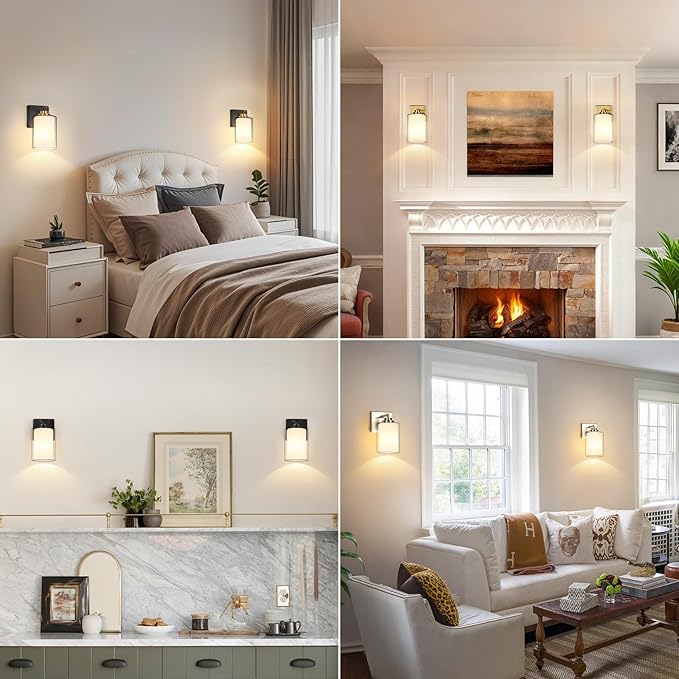 VerRon Wall Sconces Set of 2 with Double Clear Glass Shade for Bathroom