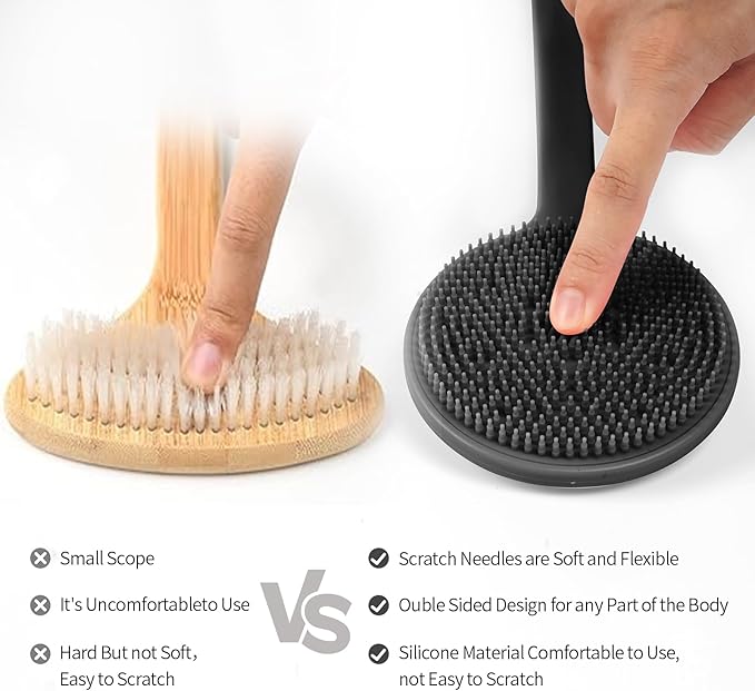 Back Scratcher, 2Pack Gifts for Men Back Scratcher ， 2025 New with 2 Silicone Scratch Surface, Deep Back Scrubber for Men/Women, Long Handle Backscratchers for Adults