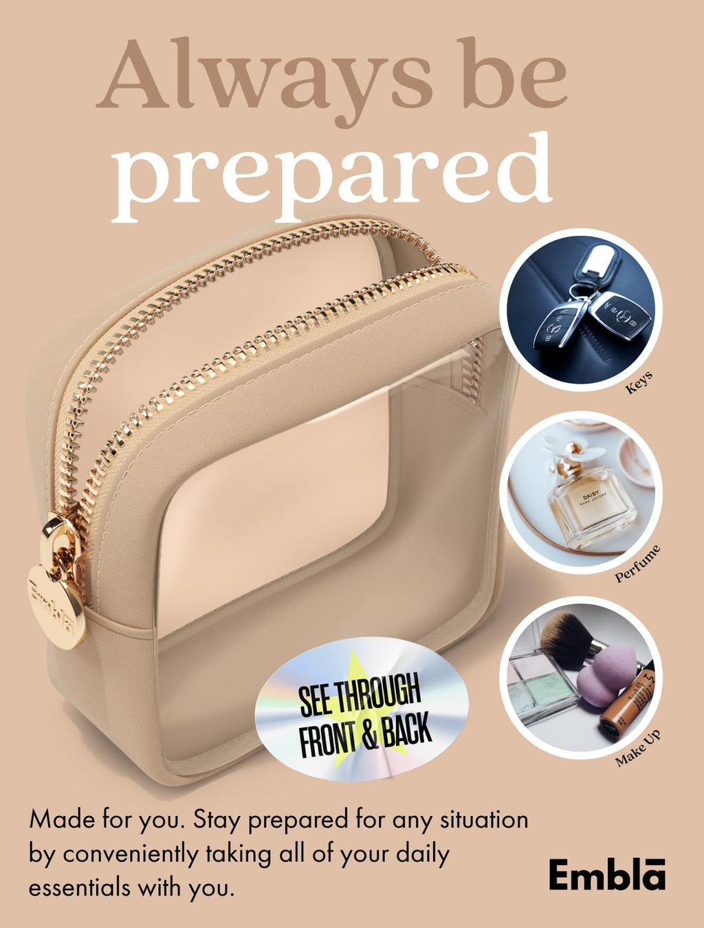 Makeup Bag for Women, Travel Cosmetic Organizer, Waterproof Toiletry Pouch