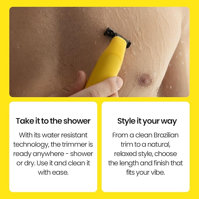 Gorilla Technique Men’s Groin & Body Hair Trimmer – 2-Way Pivot Blade, No-Nick Skin Guard, 4 Trimming Heads, 1–6mm Combs, IPX4 Waterproof, Electric Shaver for Pubic & Ball