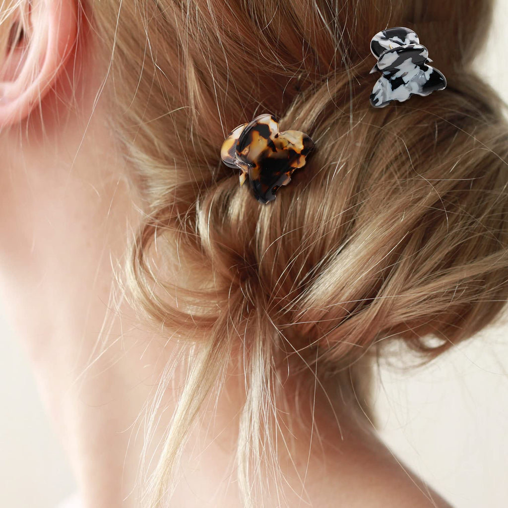Cobahom Tortoise Shell and Leopard Acrylic Hair Clips for Women and Girls - 12 Pcs Mini Claws and Barrettes for Thin or Thick Hair