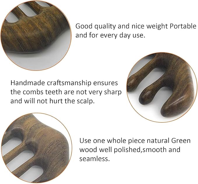 OULIGET Massage Wooden Comb,Wood Wide Tooth Hair Comb, Scraping Scalp Massage,Handheld No Static Head Tool for Scalp Massage, Detangling, and Daily Care,1 Pieces.