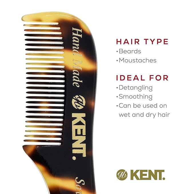 Kent Set Men's Hair Pocket Combs, 81T X-Small, 20T Fine Tooth Folding Comb. Best Hair, Beard and Mustache Grooming Kit for Travel and Home Care, Handmade in England