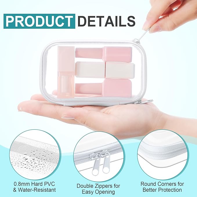 Sanwuta 10 Pcs Hard Zipper Case Clear Hard Pouches Plastic Zipper Pencil Portable Box Toy Storage Bins Plastic Container for Travel Toiletry Office Cosmetic Block Puzzle Organizer (Xs,Clear)