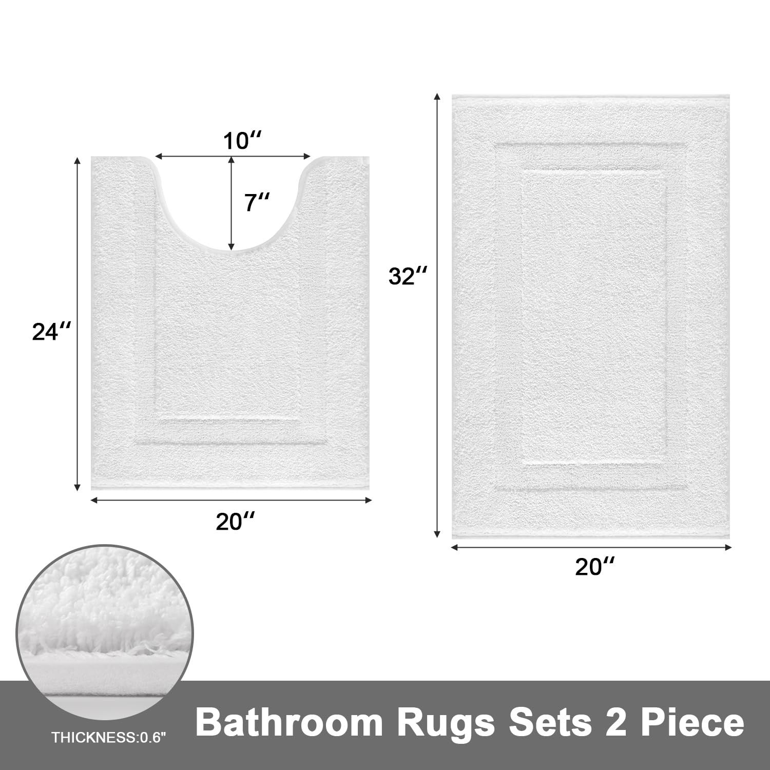 SHACOS Soft Microfiber Bathroom Rugs Set 2 Pieces with Toilet Rug