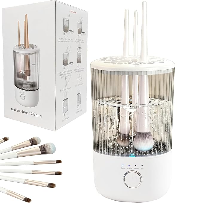 Luslife Electric Makeup Brush Cleaning Machine, Multi Functional Integrated Makeup Brushes Cleaner, One Click Start, Suitable for Various Makeup Brushes & Tools