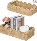 CubesLand Toilet Paper Storage Basket, Scalloped Edge Shelves Basket for Organizing for Over Toilet Tank Storage, Home Decor Baskets for Shelf, Countertop, Living Room, Bedroom, Handwoven, Beige