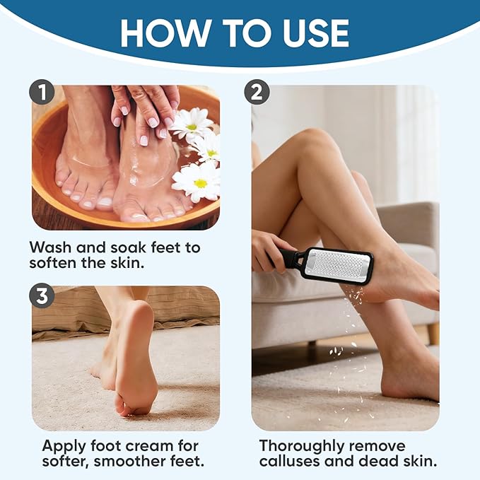TEAWOO 3 Pack Foot Files Callus Remover, Stainless Steel Foot Rasp and Foot Scrubber, Professional Pedicure Tools for Dead Skin, Hard Skin and Calluses Removal