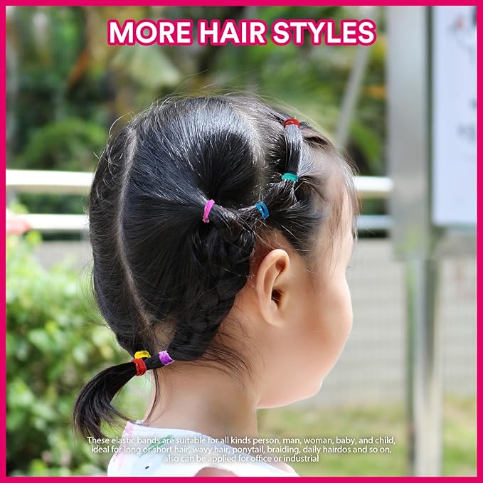 Teenitor 2000Pcs Elastic Hair Ties Toddler, Elastic Rubber Bands Baby Hair Ties, Multi Color Hair Ties for Little Girls Elastic Small Rubber Bands for Kids Baby Girls Toddler Elastic Ties Colorful