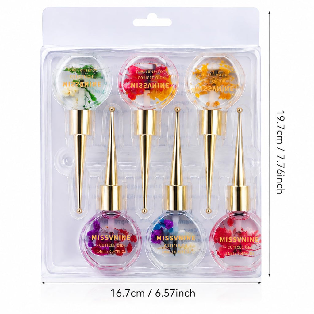 MISSVNINE Cuticle Oil Set for Nails, 6 Floral Nail Oils, 14 mL Each
