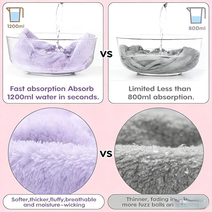 3 Pack Microfiber Hair Towel Wrap for Women, Fast Drying Hair Turban with Button, Anti-Frizz Large Hair Towel for All Hair Styles, Soft & Absorbent Hair Drying Towel