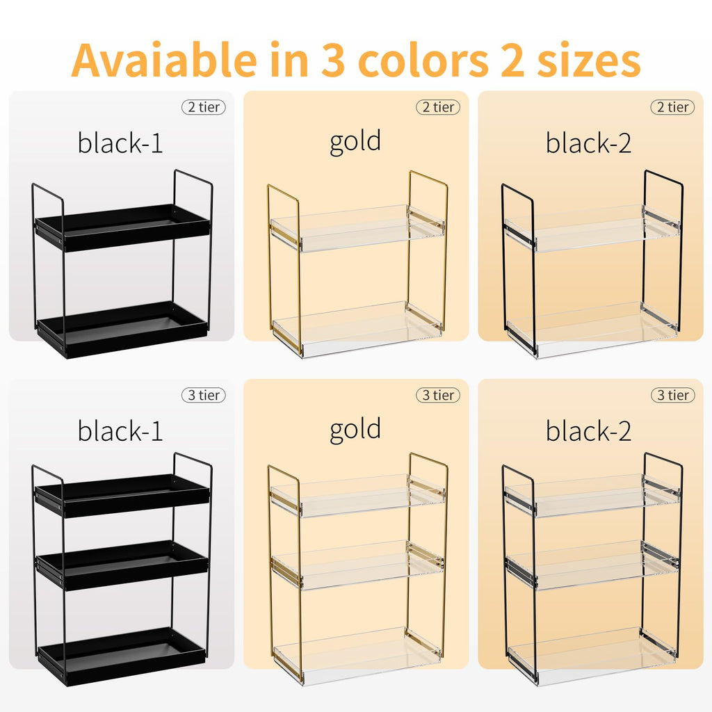 NPPLUS Bathroom Countertop Organizer, 2 Tier Metal Vanity Counter Skincare Shelf, Matte Black, 13.6"L x 6.9"W x 13.8"H