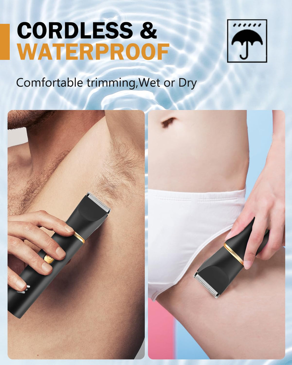 RAXMETRY Manscape Body Hair Trimmer for Men-3 in 1 Electric Razor Groin Groomer,IPX7 Waterproof,Versatile Hair Trimmer for Ball/Pubic/Chest/Beard/Nose,USB-C Rechargeable,Gifts for Him Dad