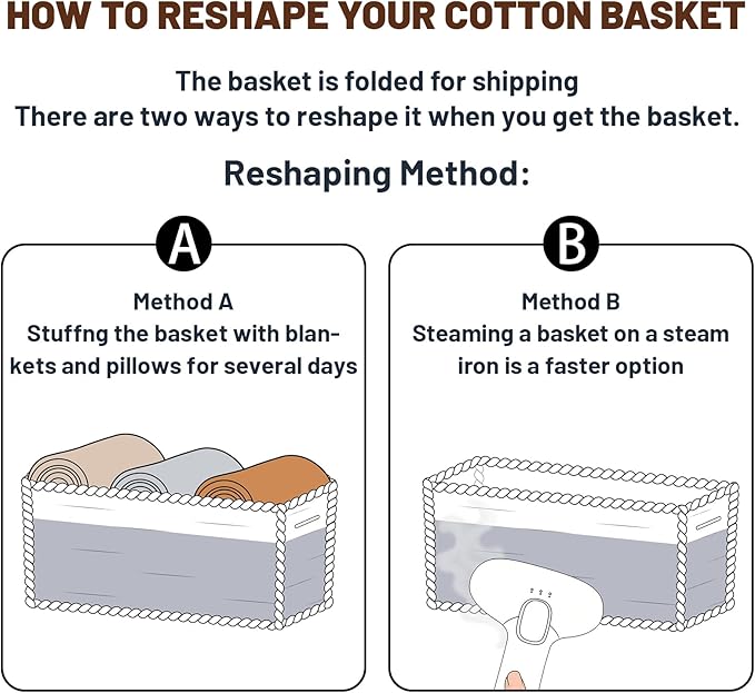 Large Shallow Organizing Baskets 15x11x5.1 Inches - Rope Woven Storage Bins for Bathroom, Shelves, Cube Closet, Beige 4 Packs