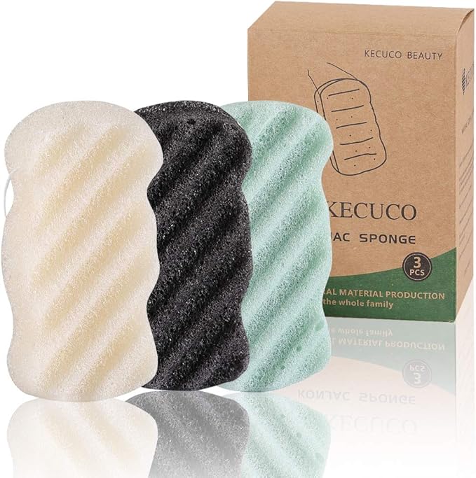 KECUCO 3 Pcs Bath Sponge for Women, Men, Adults, Kids. Sponge Loofah Body Scrubber Shower Sponge for Body Wash Bathroom, Body Sponge Bathing Accessories(Small Sizes)
