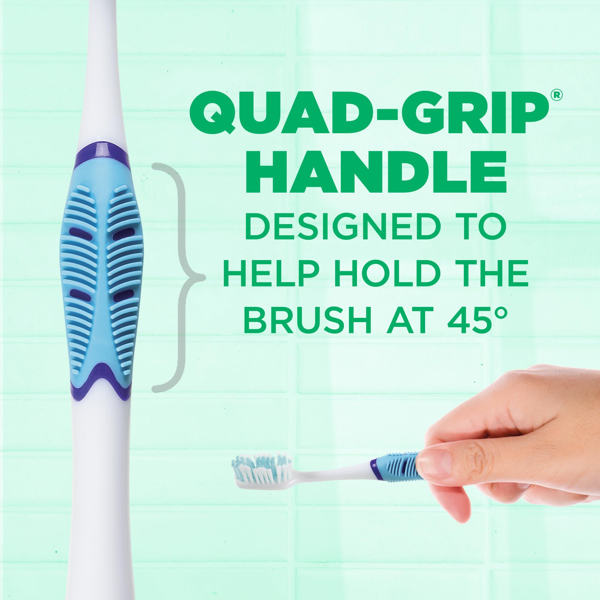 GUM Technique Sensitive Care Toothbrush with Quad-Grip Handle, Full Head & Ultra Soft Dome Trim Bristles for Plaque Removal that’s Gentle on Gums, 2 Count